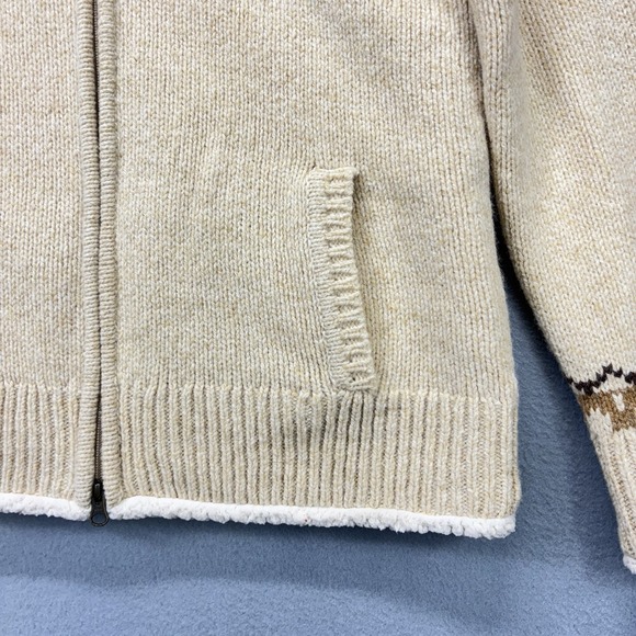 L.L. Bean Women's Cream and Brown Knit Jacket - Picture 3 of 11